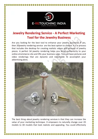Jewelry Rendering Service - A Perfect Marketing Tool for the Jewelry Business