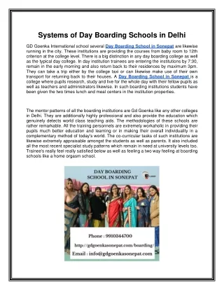 Systems of Day Boarding Schools in Delhi
