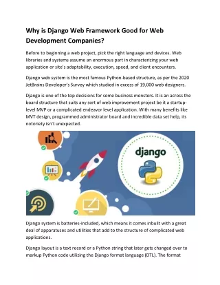 why is django web framework good