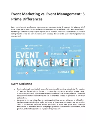 Event Marketing vs. Event Management 5 Prime Differences