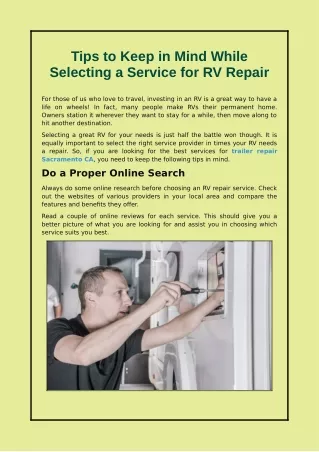 tips to keep in mind while selecting a service