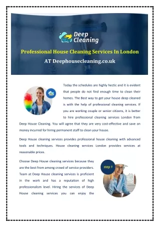 Professional House Cleaning Services In London AT Deephousecleaning.co.uk