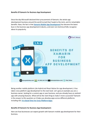 Benefits of Xamarin For Business App Development