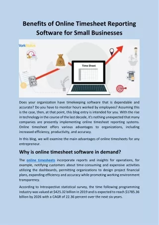 benefits of online timesheet reporting software