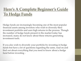Here’s A Complete Beginner’s Guide To Hedge Funds