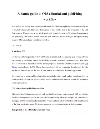 a handy guide to ojs editorial and publishing