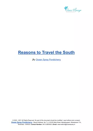 Reasons to Travel the South