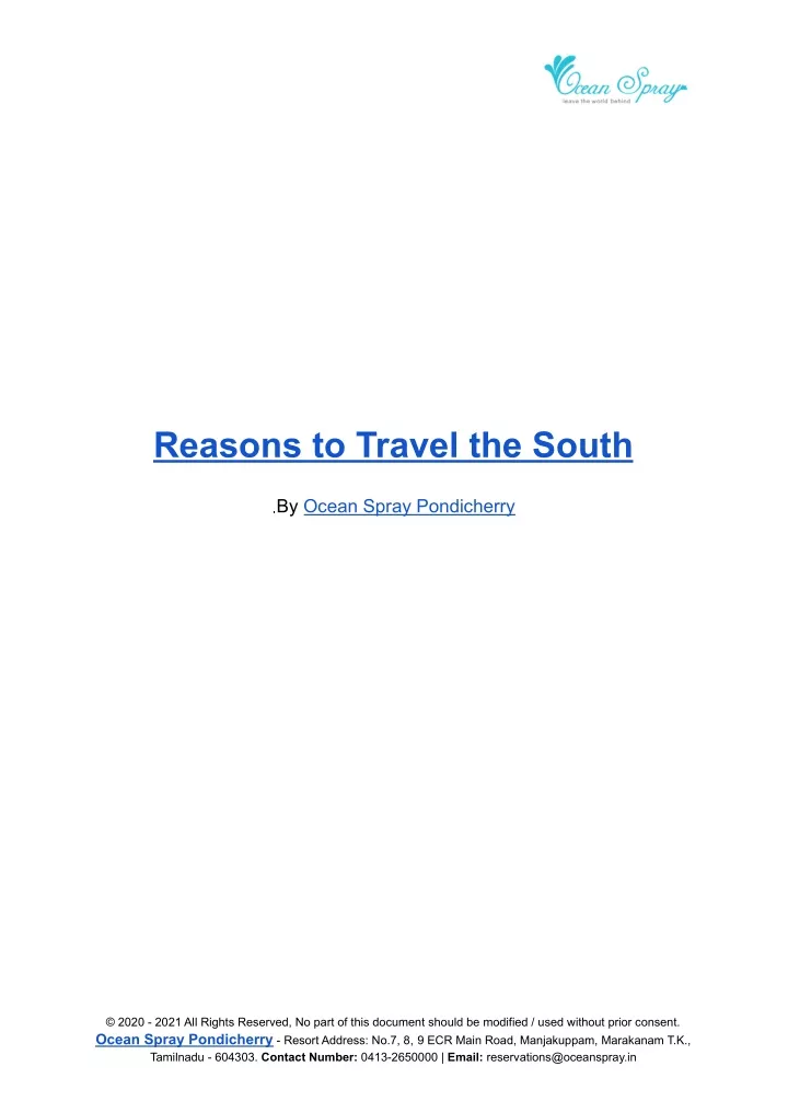 reasons to travel the south