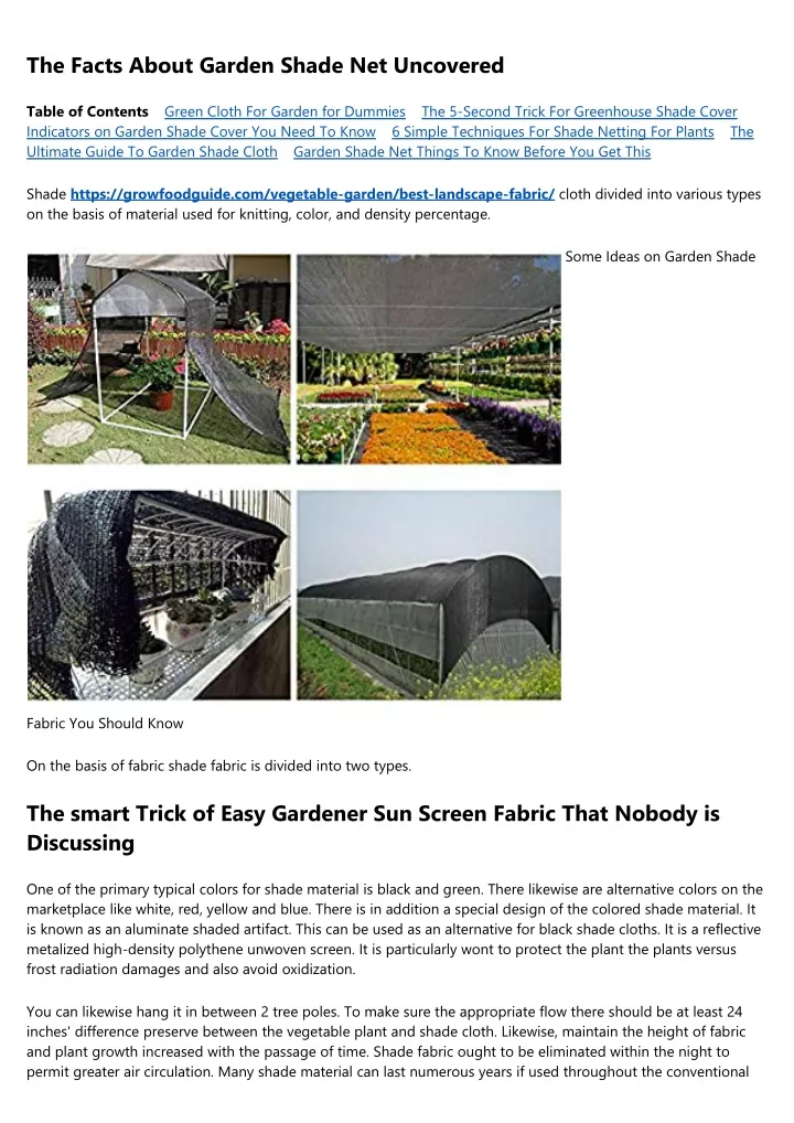 the facts about garden shade net uncovered