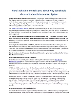 Why You Should Choose Student Information System