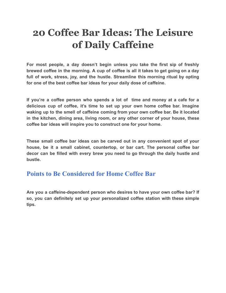 20 coffee bar ideas the leisure of daily caffeine