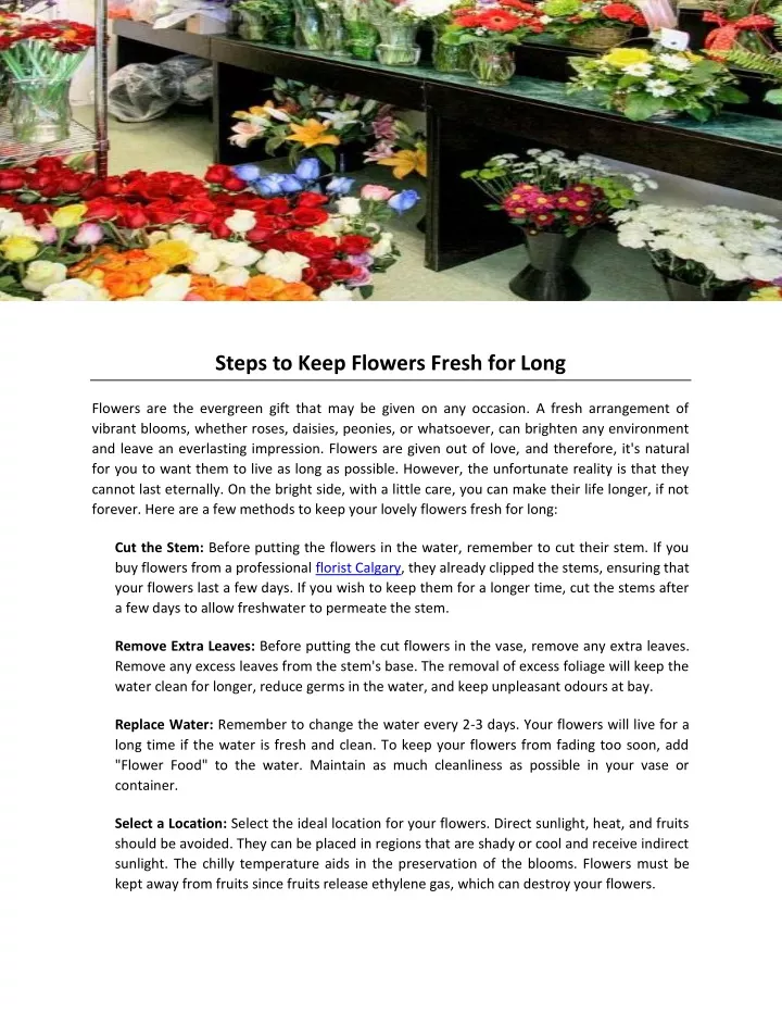 steps to keep flowers fresh for long
