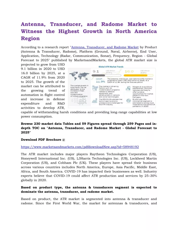 antenna transducer and radome market to witness