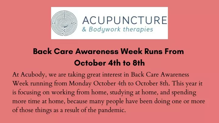 back care awareness week runs from