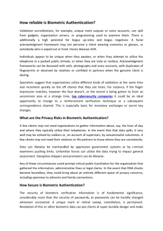 how reliable is biometric authentication