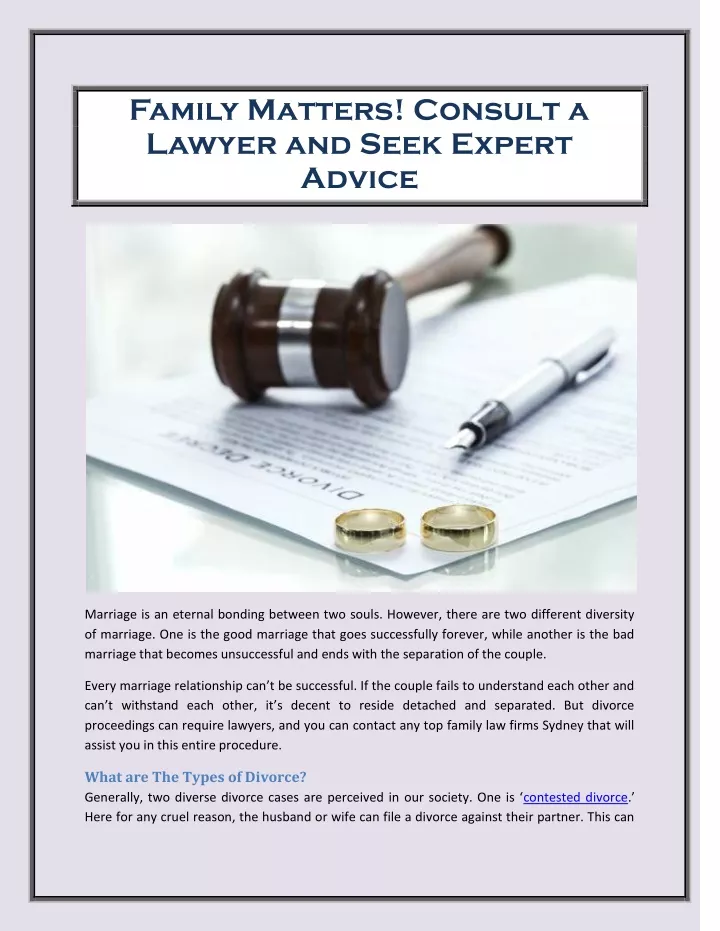 family matters consult a lawyer and seek expert