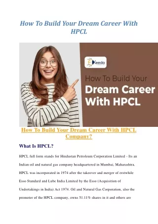 How To Build Your Dream Career With HPCL