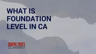 What is foundation level in CA