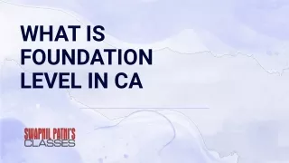 What is foundation level in CA (PDF)