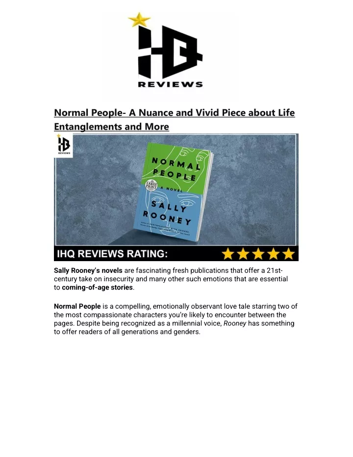 normal people a nuance and vivid piece about life