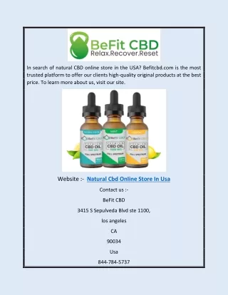 Natural CBD Online Store in USA | Befitcbd.com