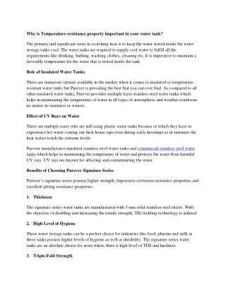 why is temperature resistance property important