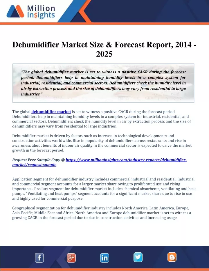 dehumidifier market size forecast report 2014 2025