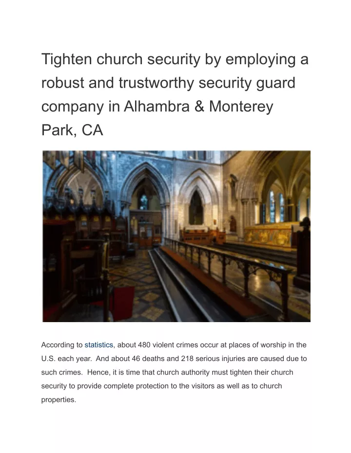 tighten church security by employing a robust