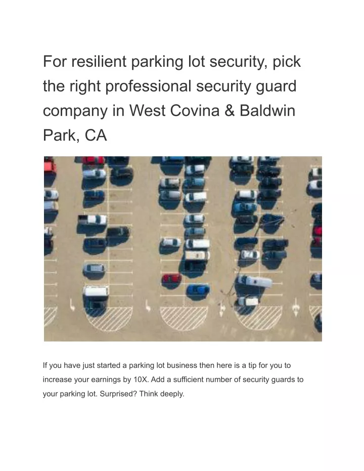 for resilient parking lot security pick the right