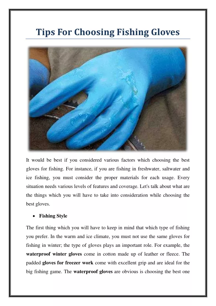 tips for choosing fishing gloves