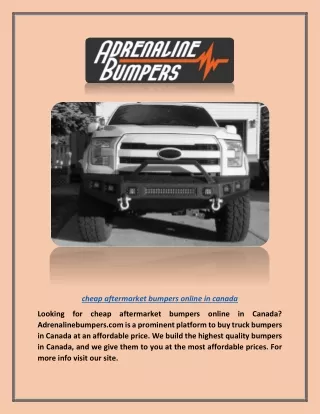 Cheap Aftermarket Bumpers Online in Canada | Adrenalinebumpers.com