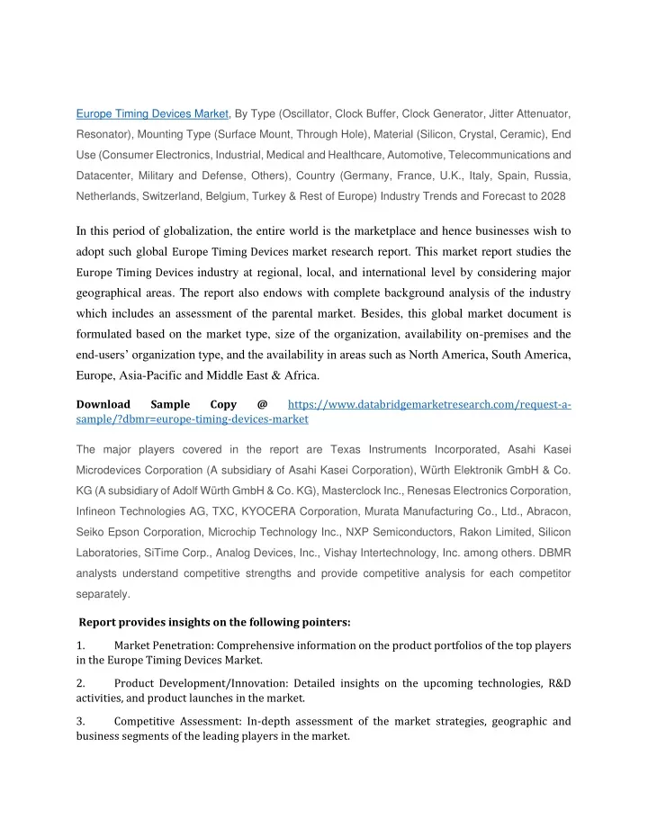 europe timing devices market by type oscillator