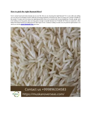 How to pick the right Basmati Rice