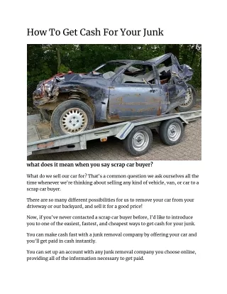 How To Get Cash For Your Junk