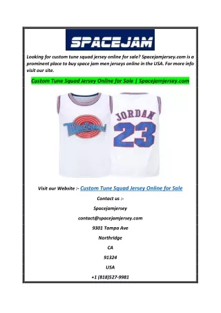 Custom Tune Squad Jersey Online for Sale   Spacejamjersey.com