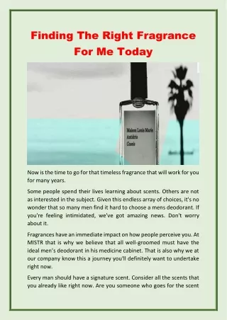 Finding The Right Fragrance For Me Today