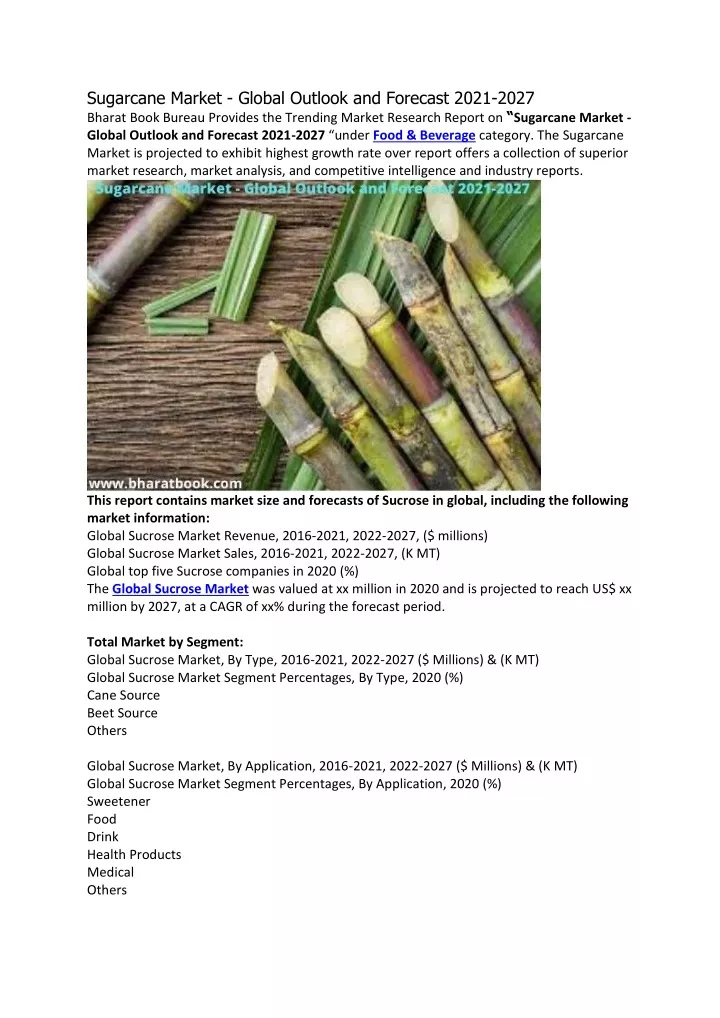 sugarcane market global outlook and forecast 2021