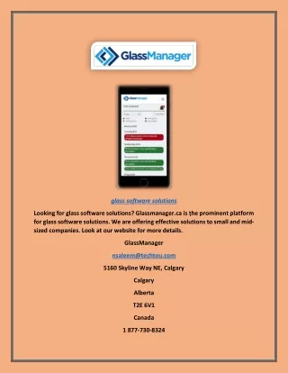 Glass Software Solutions | Glassmanager.ca