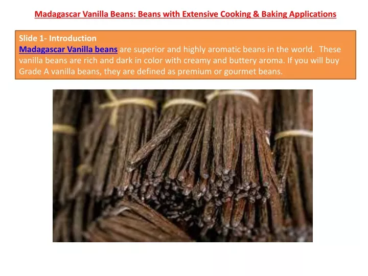 madagascar vanilla beans beans with extensive cooking baking applications