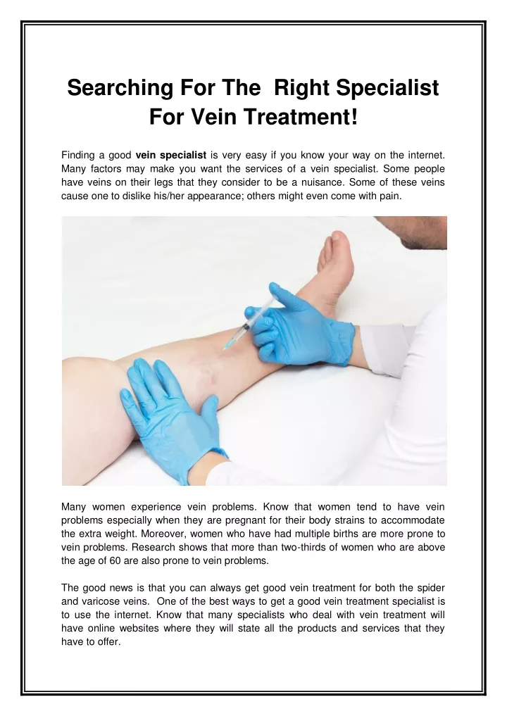 searching for the right specialist for vein