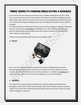 three things to consider while buying a handbag