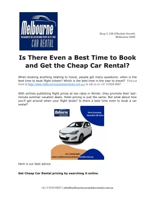 Is There Even a Best Time to Book and Get the Cheap Car Rental