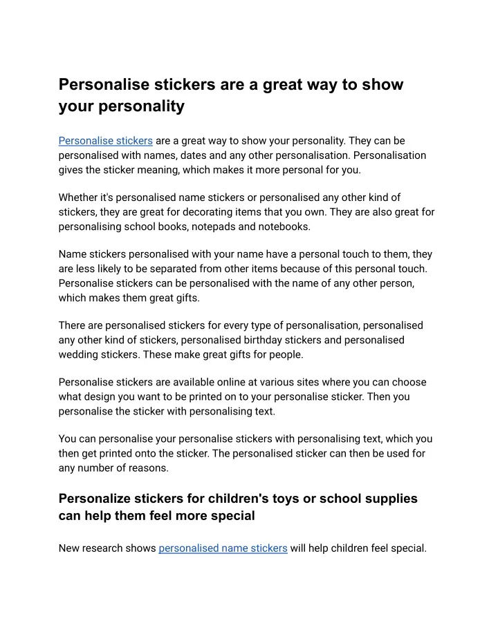 personalise stickers are a great way to show your