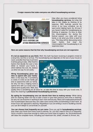 5 major reasons that state everyone can afford