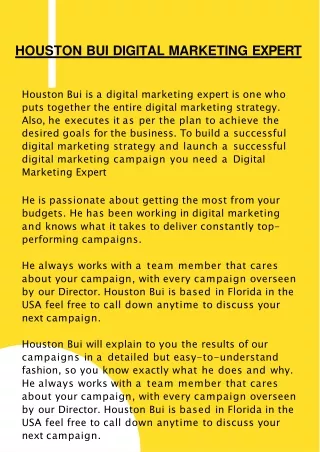 Houston Bui Digital Marketing Expert