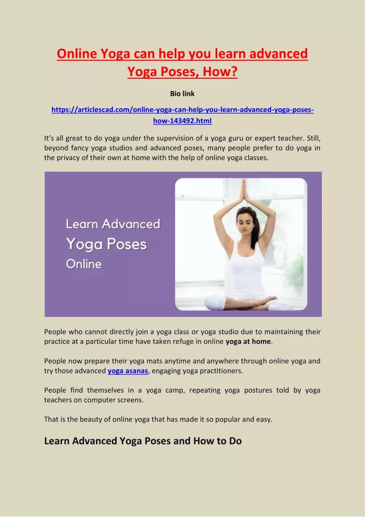 online yoga can help you learn advanced yoga