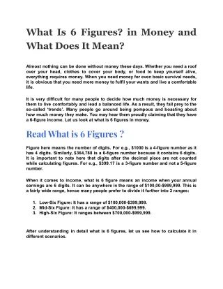 what is 6 figures in money and what does it mean