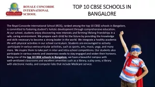 TOP 10 CBSE Schools in Bangalore