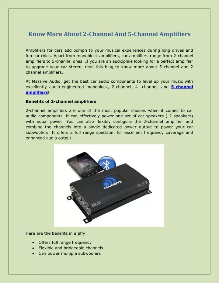 know more about 2 channel and 5 channel amplifiers