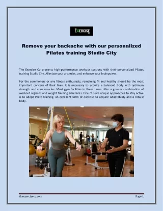 Remove your backache with our personalized Pilates training Studio City